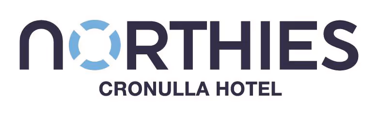 Logo of Northies Cronulla Hotel, featuring bold letters with a circular blue design in the "O".